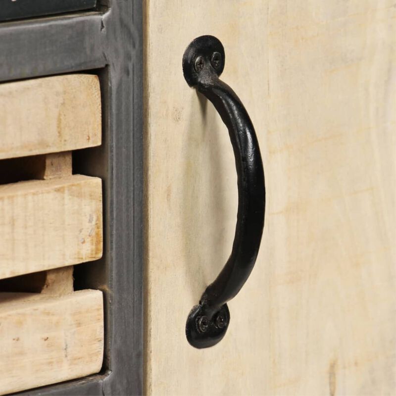 vidaXL Sideboard Solid Mango Wood and Steel 25.6"x13"x29.9"