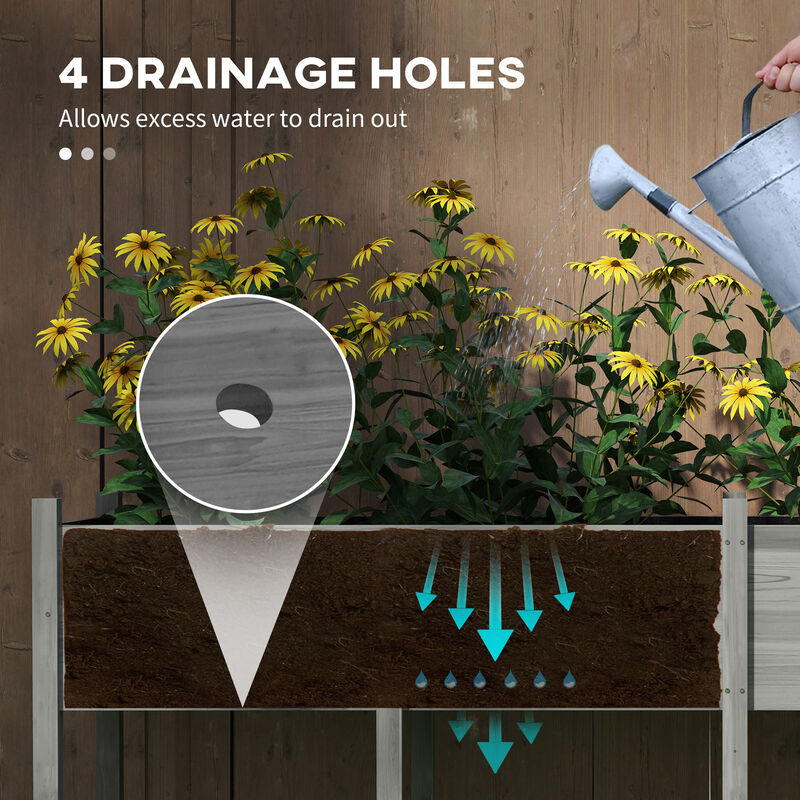 Hivvago Large Wooden Elevated Garden Planter with Drain Holes image number 5