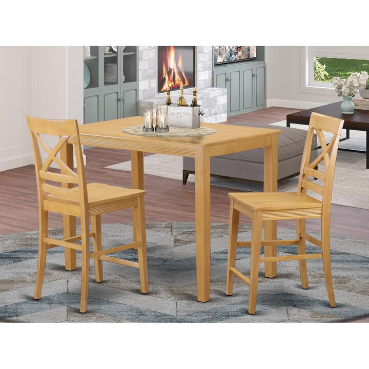 3 Pc counter height Table and chair set - Small Kitchen Table and 2 bar stools with backs