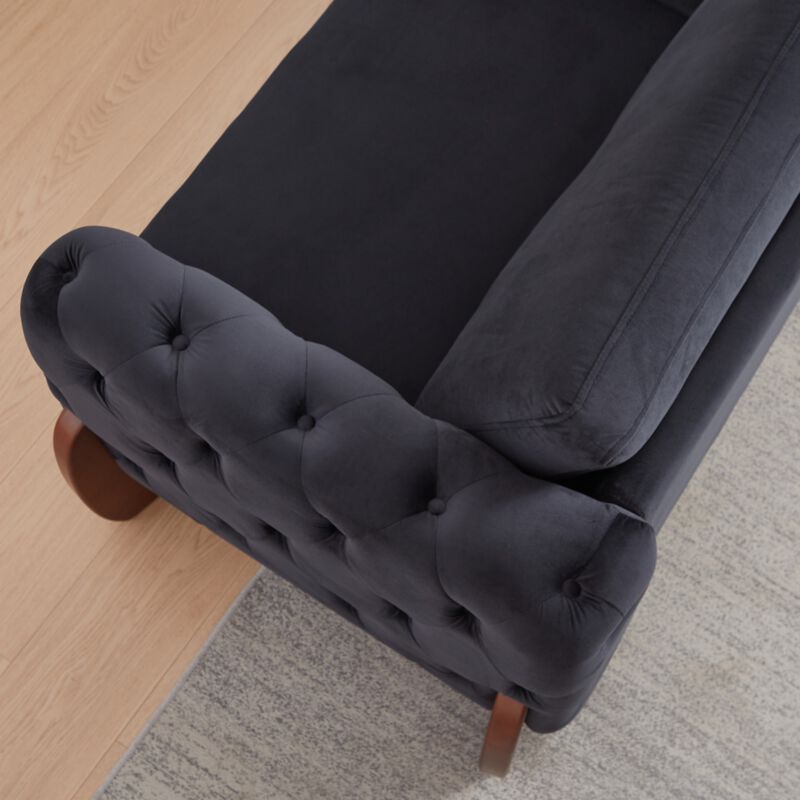 Boncok 2‑Piece Mid‑Century Modern Button Tufted Velvet Sofa Set image number 7
