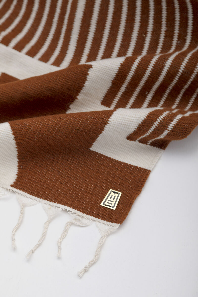 CENTRO Sheep Wool Handwoven Tapestry, Aged Bronze Wall Mount, Terracota & Ivory