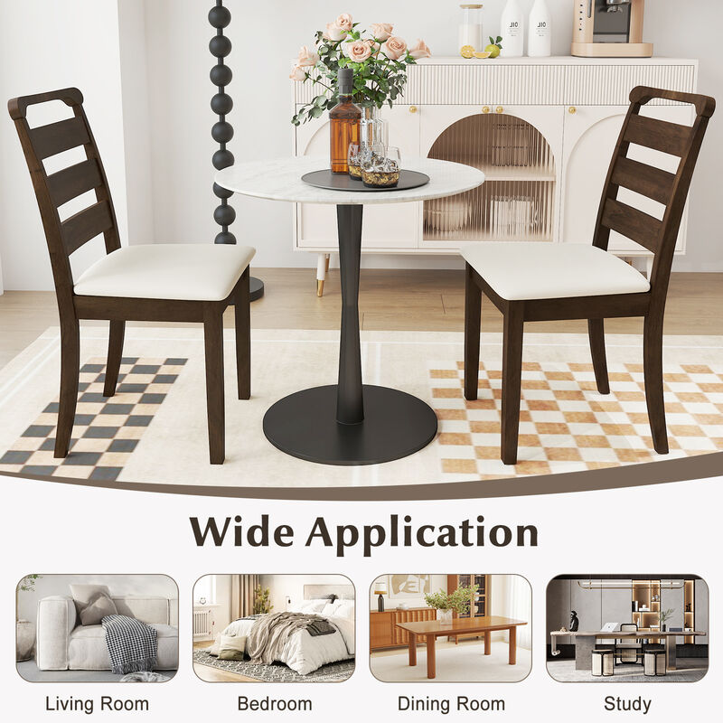 Polyester Upholstered Wooden Dining Chair Set of 2