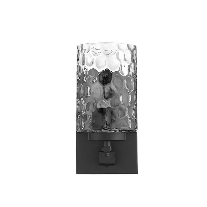 Hivvago Black Metal and Pebbled Glass Wall Sconce