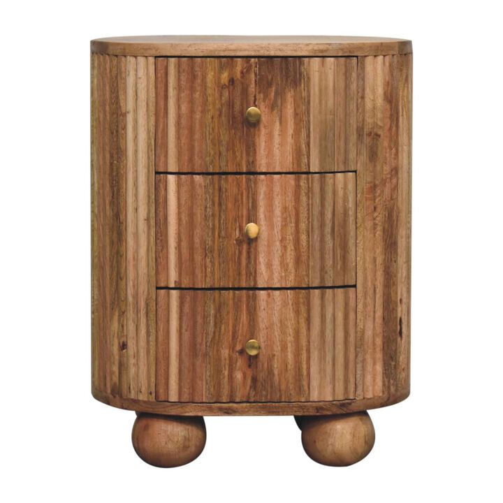 Artisan Furniture Solid Wood Soba Ball 3 Drawer Bedside