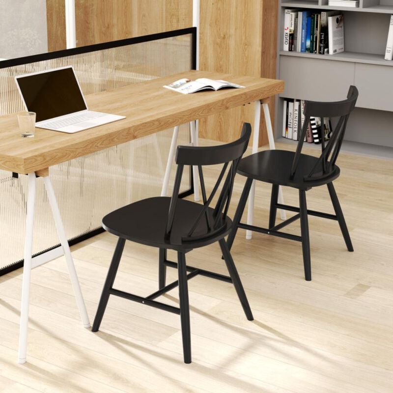 Hivvago Farmhouse Kitchen Dining Chair Set of 2 with Rubber Wood Frame