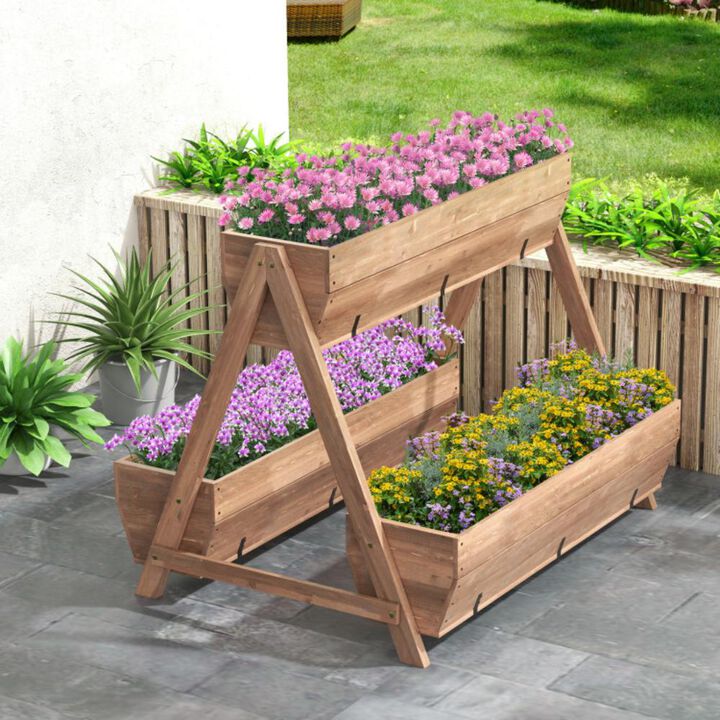 Hivvago Vertical Raised Garden bed with 3 Wooden Planter Boxes