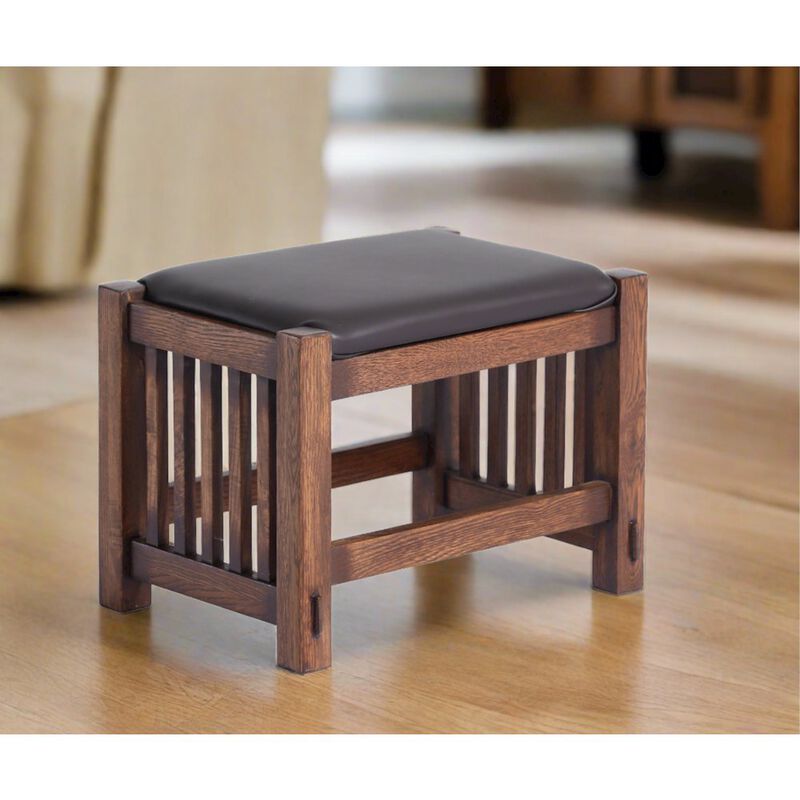Crafters and Weavers Mission Oak Foot Stool - Spindles Walnut