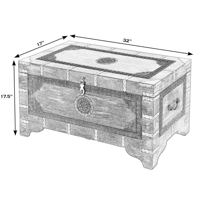 Butler Specialty Nador Hand-Painted Storage Trunk, Light Brown