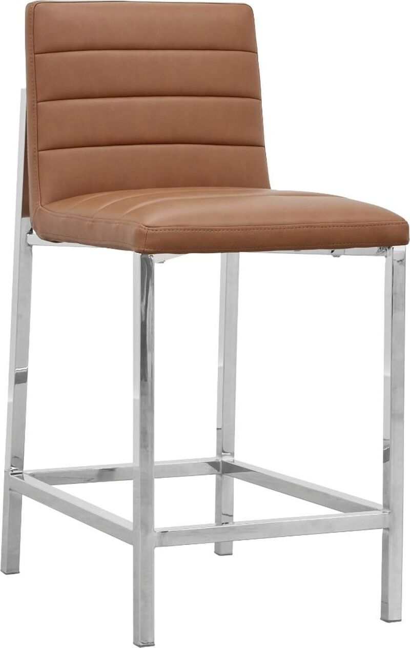 Amalfi Metal Back Counter Stool in Cognac Leather - Set of 2 image number 0