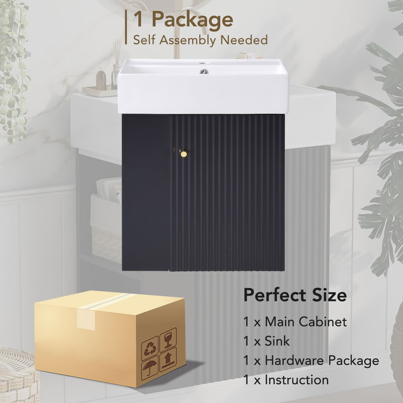 ELEMENT ACE Modern Floating Bathroom Vanity with Ceramic Basin image number 8