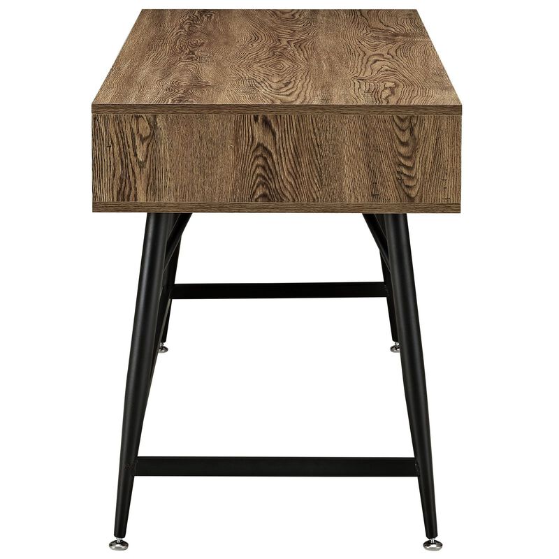 Modway Surplus Wood Grain and Metal Writing Office Desk With Storage Drawers In Walnut image number 5