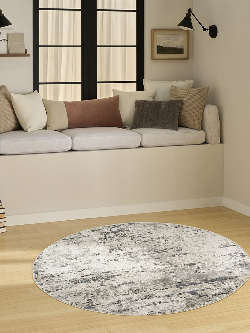 Quarry QUA01 Ivory/Blue/Gray 4' x Round Rug image number 6