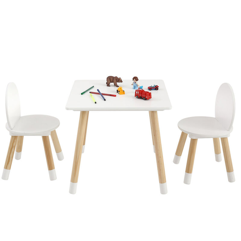 Toddler Table and Chair Set with 1 Table and 2 Chairs for Multi-Activity Use