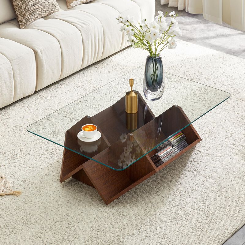Molcul Tempered Glass & MDF Coffee Table image number 2