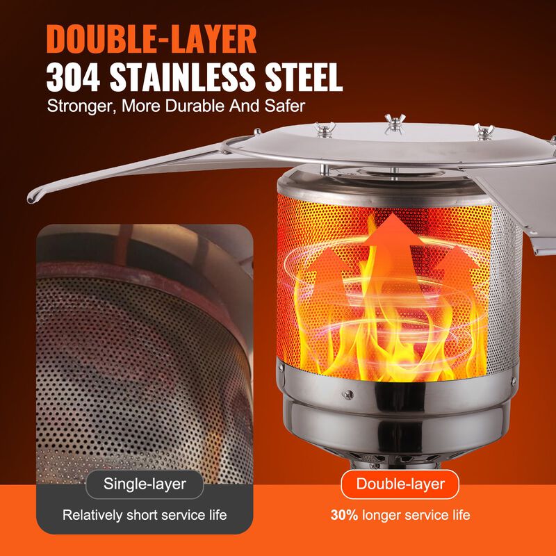 Hammered Propane Patio Heater &ndash; Tall Outdoor Gas Heater with Table for Patio, Porch, and Backyard Use