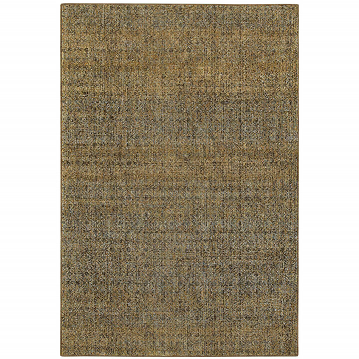 3 X 5 Brown gold Rust Blue And green geometric Power Loom Stain Resistant Area Rug