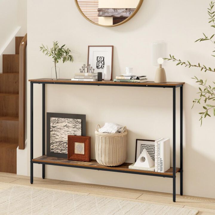 Hivvago 44 Inch Console Table with Shelf with Dual Anti-Tipping Kits