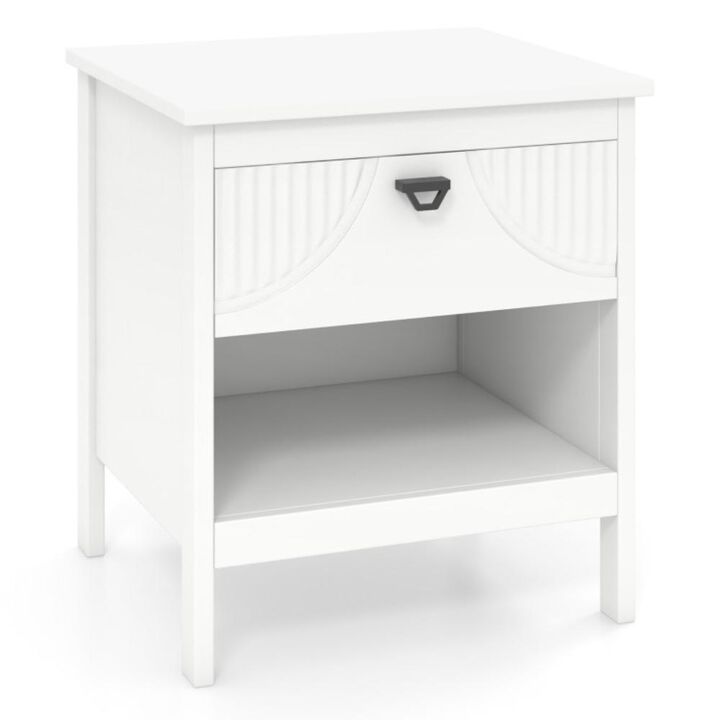 Hivvago 2-tier Wood Nightstand with Drawer and Open Storage Shelf for Bedroom