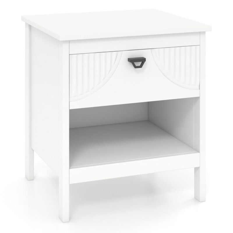 Hivvago 2-tier Wood Nightstand with Drawer and Open Storage Shelf for Bedroom
