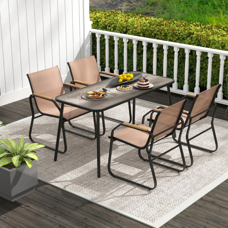 Hivvago 5 Pieces Patio Dining Set with Rectangular Table and Fabric Chairs image number 3