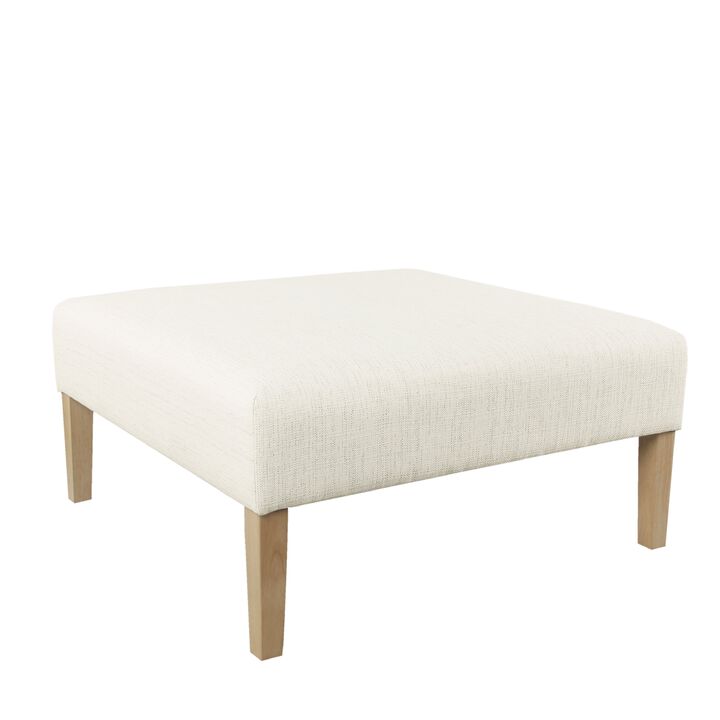 Dan Square Coffee Table, Brown Wood, Cream Polyester 36 Inch - Benzara
