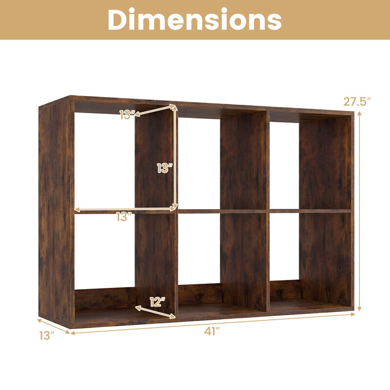 Large 6 Cube Storage Shelf with Back Guardrail for Bedroom image number 2