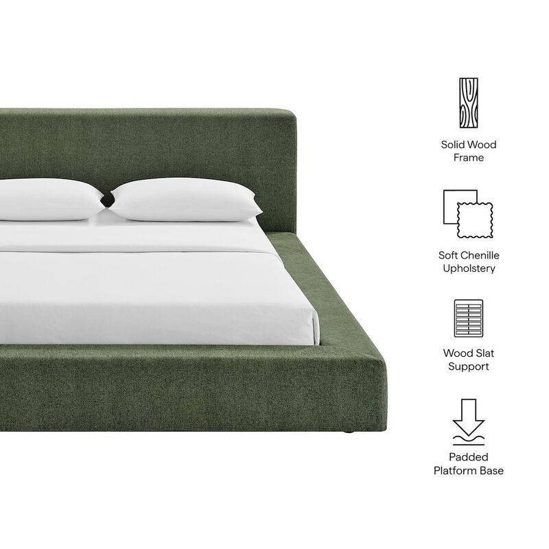Luma Chenille Upholstered King Platform Bed Frame image number 1