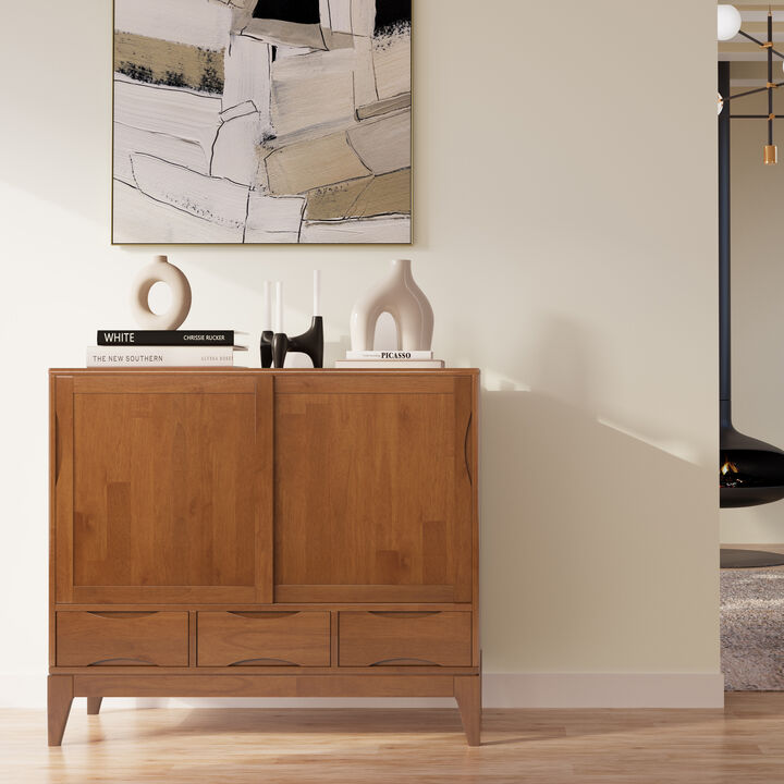 Harper 48 inch Wide Solid Hardwood Mid-Century Modern Medium Storage Cabinet in Teak Brown