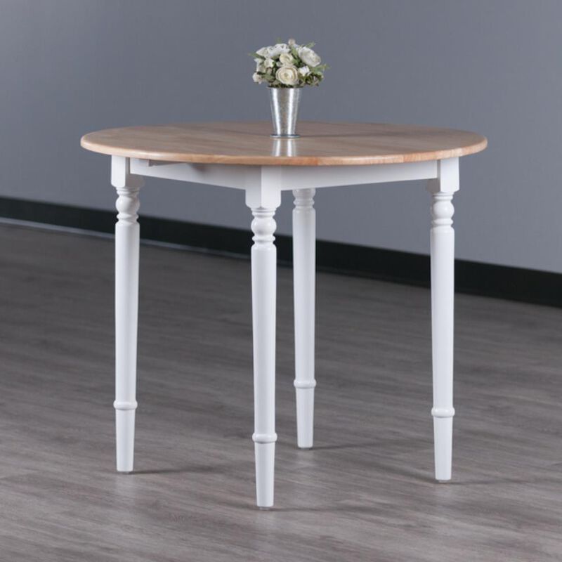 Sorella Round Drop Leaf Table Natural/White Finish