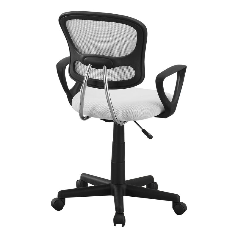 Monarch Specialties I 7261 Office Chair, Adjustable Height, Swivel, Ergonomic, Armrests, Computer Desk, Work, Juvenile, Metal, Mesh, White, Black, Contemporary, Modern
