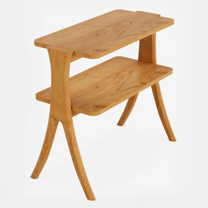 Farmhouse Wood End Table, 2-Tier Side Table with Storage Shelf