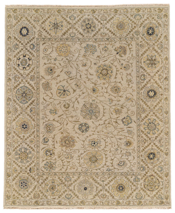 HomeRoots Wool Oriental Hand Knotted Area Rug