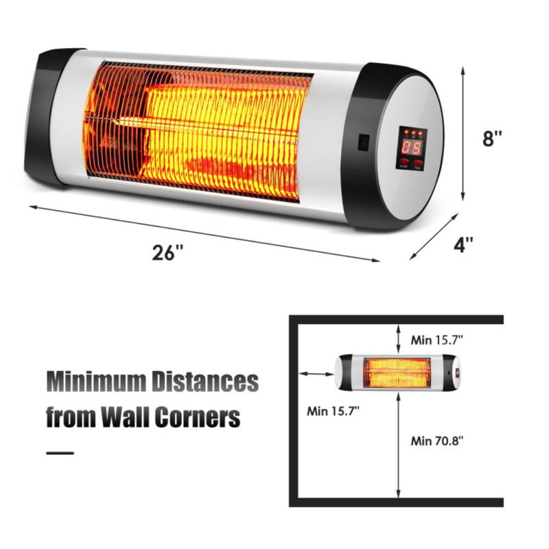 Hivvago 1500W Wall-Mounted Electric Heater Patio Infrared Heater with Remote Control