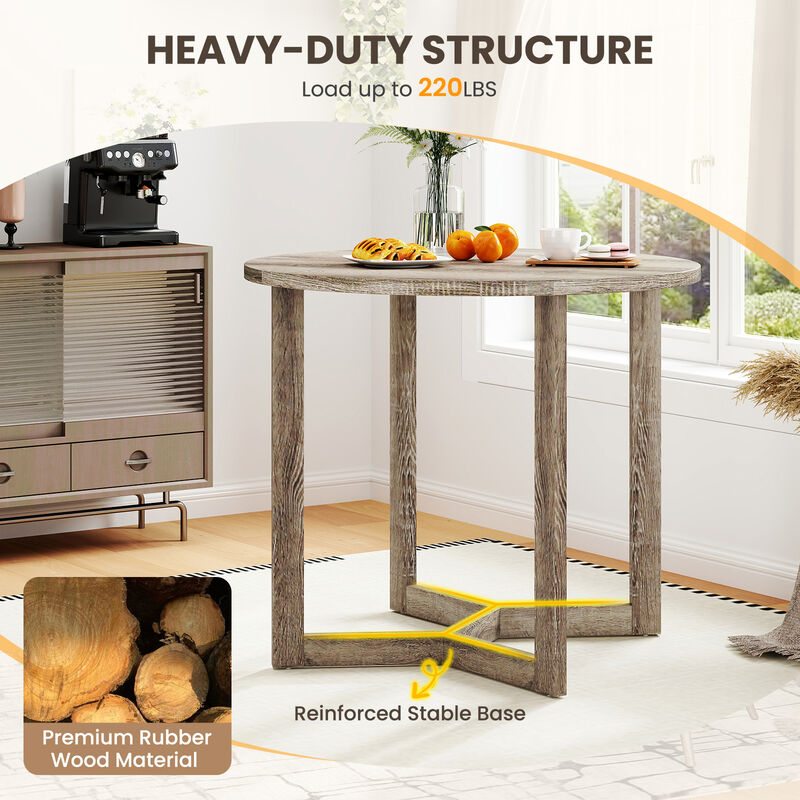 Round Pedestal Dining Table for 2–4 – Wing Base Design and Solid Wood Surface