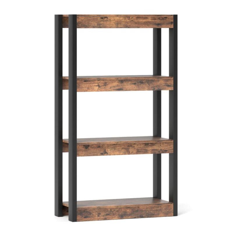 Hivvago 4 Tier Bookshelf Wooden Bookcase with Dual Anti-Tipping Kits
