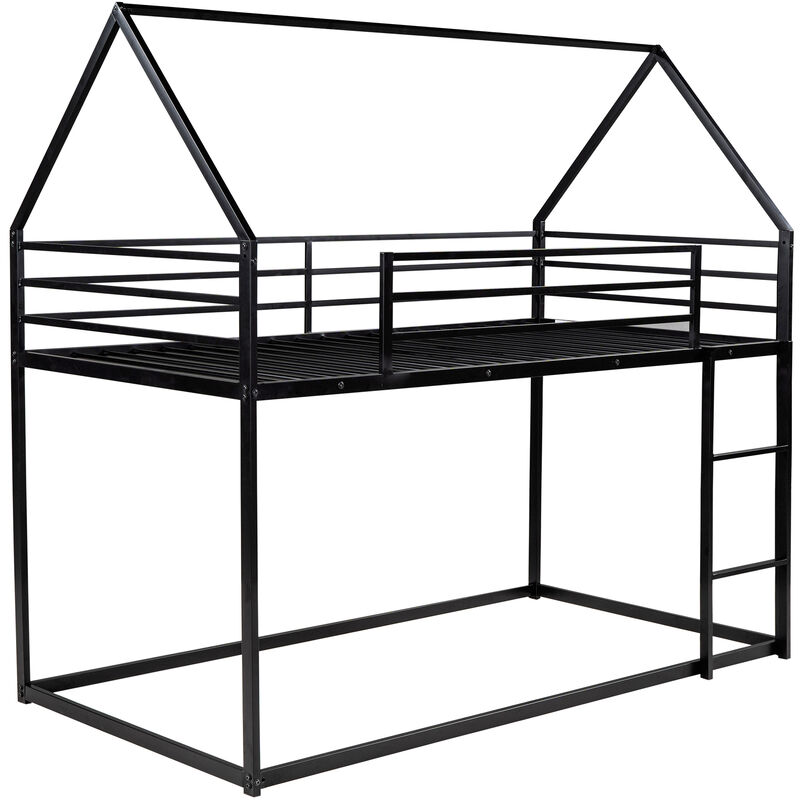 Whisen Twin over Twin House Bunk Bed with Built-in Ladder