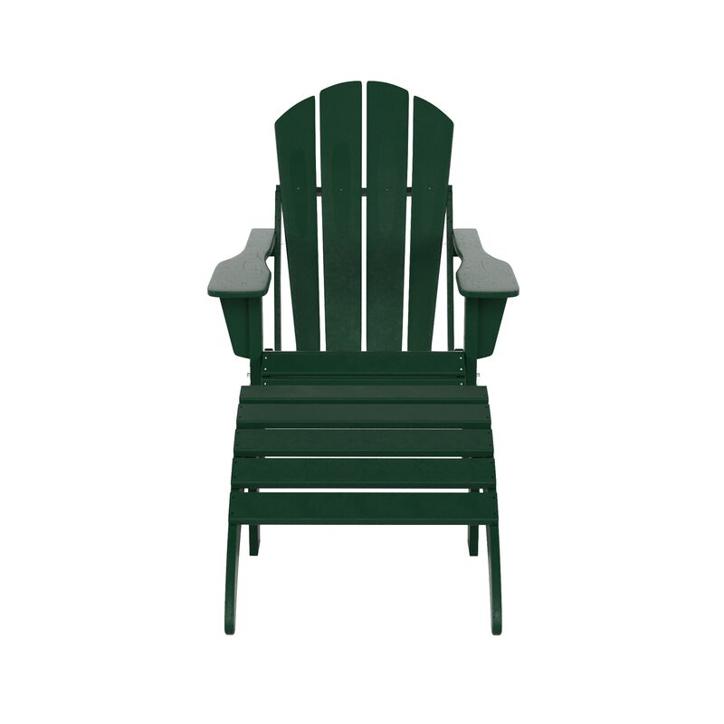 WestinTrends Folding Adirondack Chair With Footrest Ottoman Set