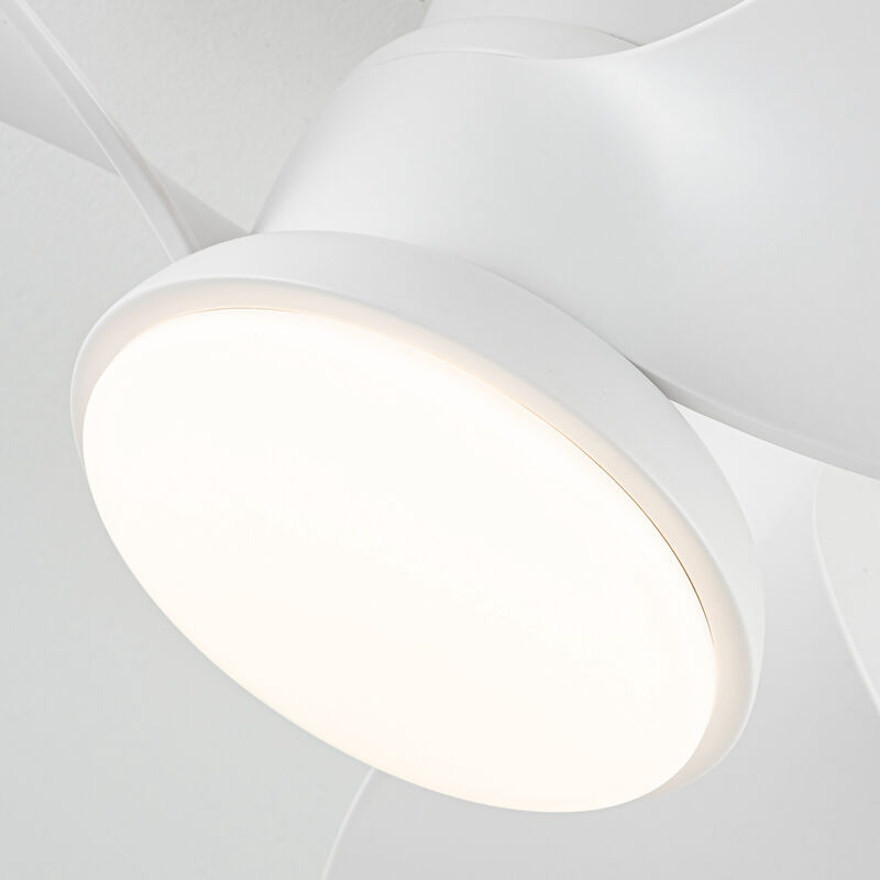 31 in. Matte White Integrated LED Propeller Hugger Ceiling Fan with Light and Remote