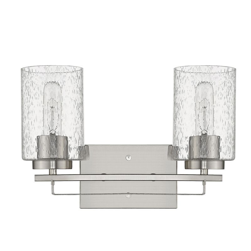 Hivvago Silver Metal and Textured Glass Two Light Wall Sconce