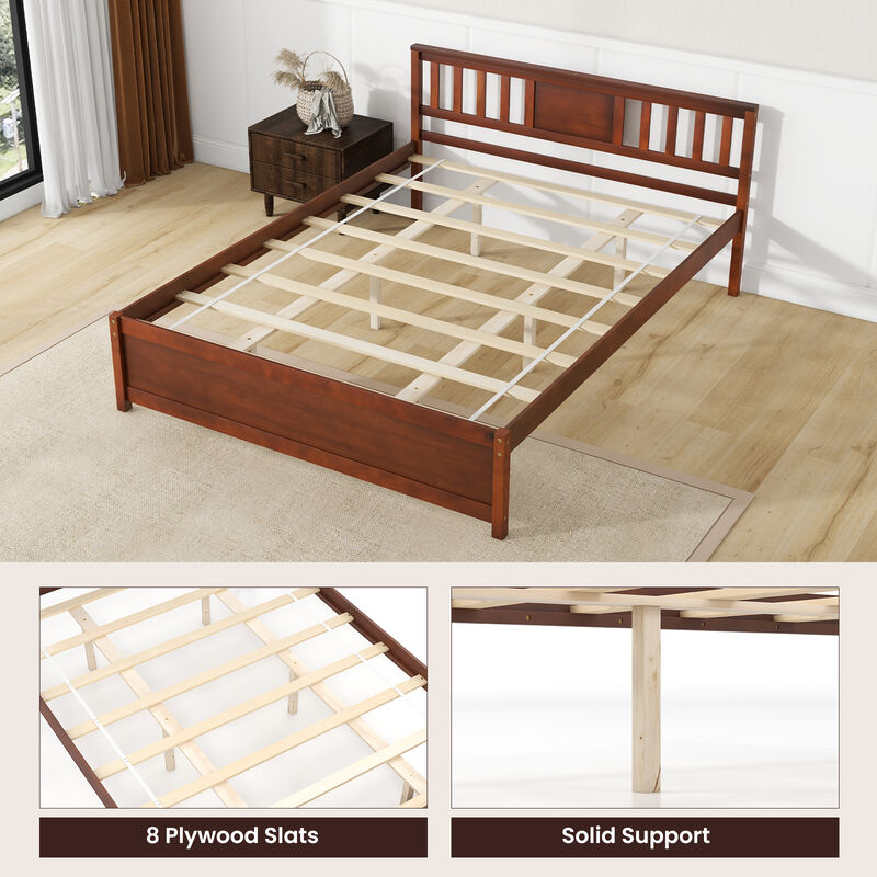 Wooden Platform Bed with Headboard and Slat Support, Sturdy Frame for a Comfortable and Stylish Bedroom