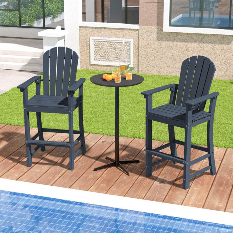 Hivvago Set of 2 Counter Height Outdoor HDPE Bar Stool with Armrests and Footrest