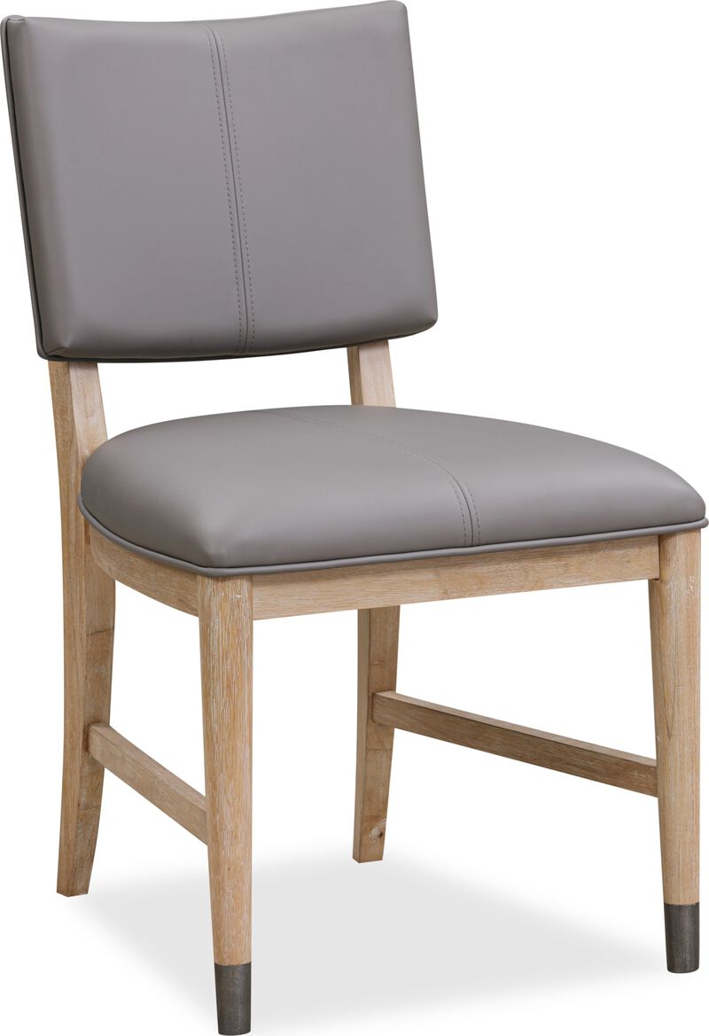 Franklin Dining Chair in Au Natural and Gray Leather - Set of 2