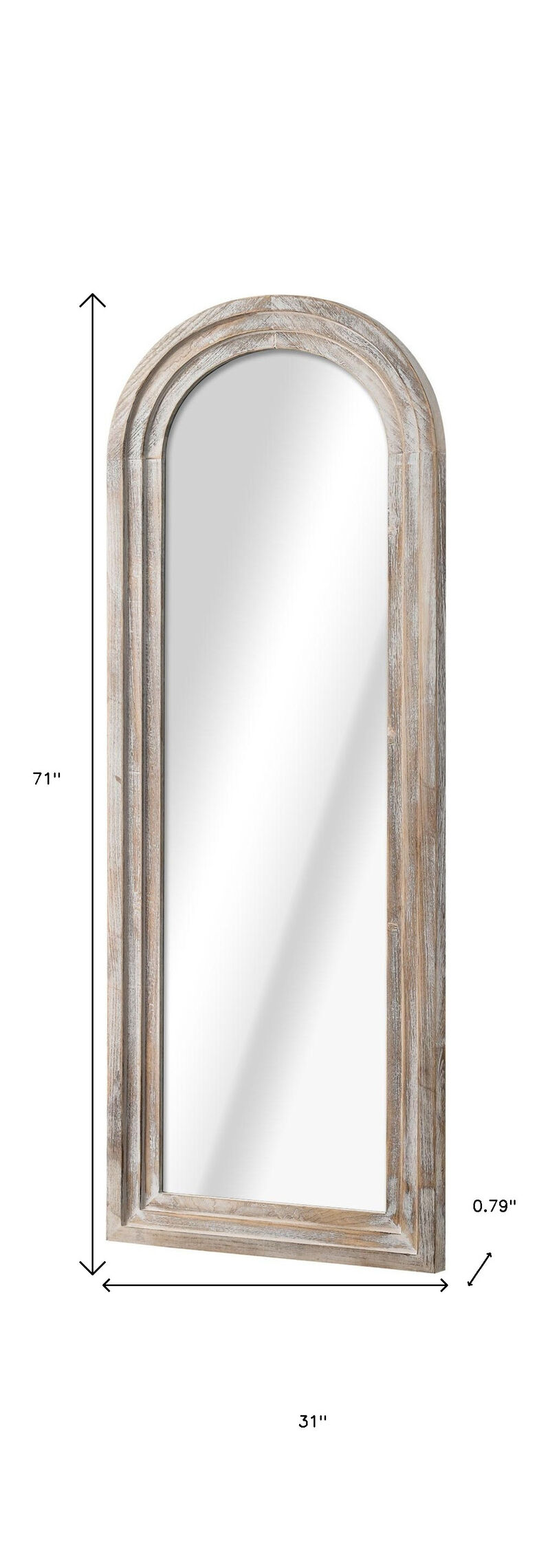 HomeRoots 71" White Solid Wood Arch Freestanding Framed Full Length Mirror image number 3