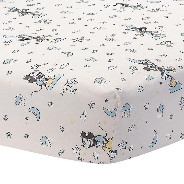 Lambs & Ivy Disney Baby Moonlight Mickey Mouse Fitted Crib Sheet - White
