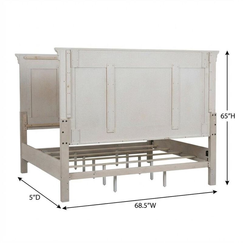 Liberty Furniture Antique White, Tobacco Top Panel Headboard, Wood Construction, Farmhouse Design image number 5