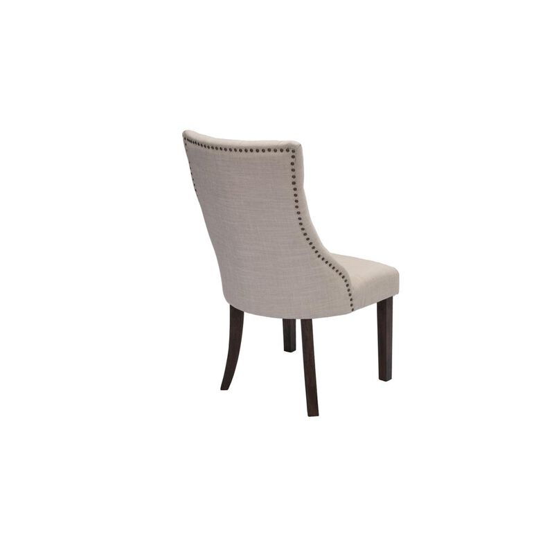 Best Quality Furniture Classic Upholstered Side Chair Tufted In Linen FabricNailhead Trim