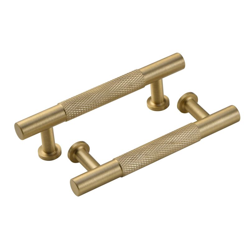 Urnew-2 Pack Antique Cabinet Handle, 3-inch Brass Embossed Vanity Drawer Puller, Bathroom Cabinet Modern Furniture Handle, Wardr