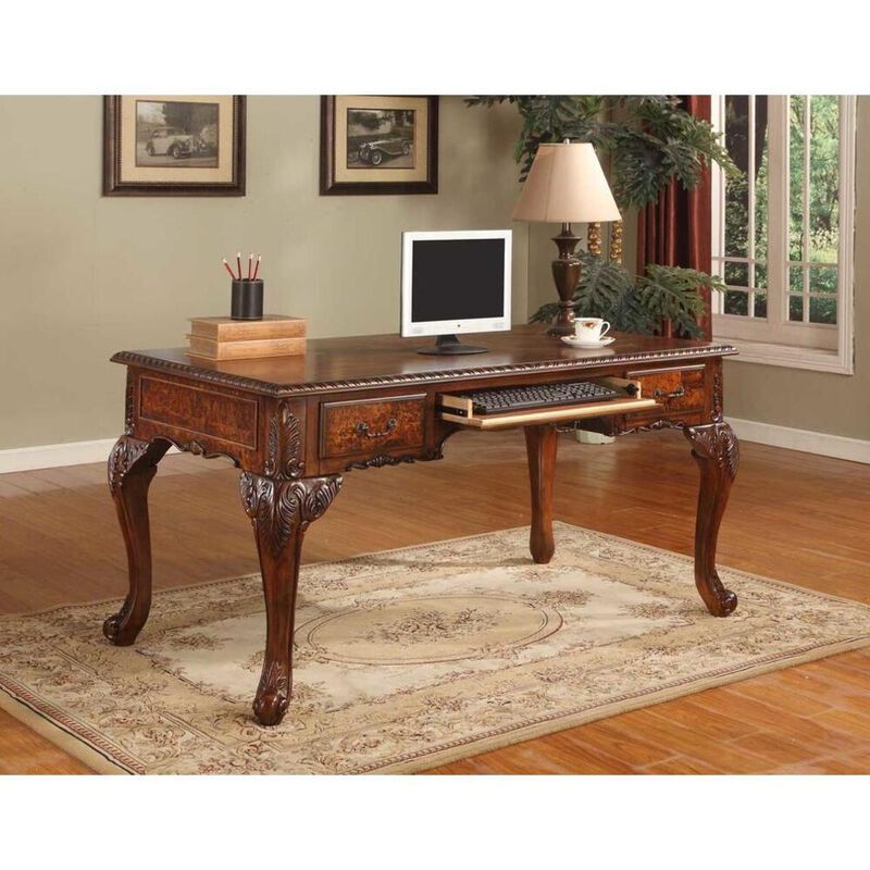 Best Master Furniture Best Master CDExecutive 60 Wood Office Desk With Hand Carved Designs in Cherry