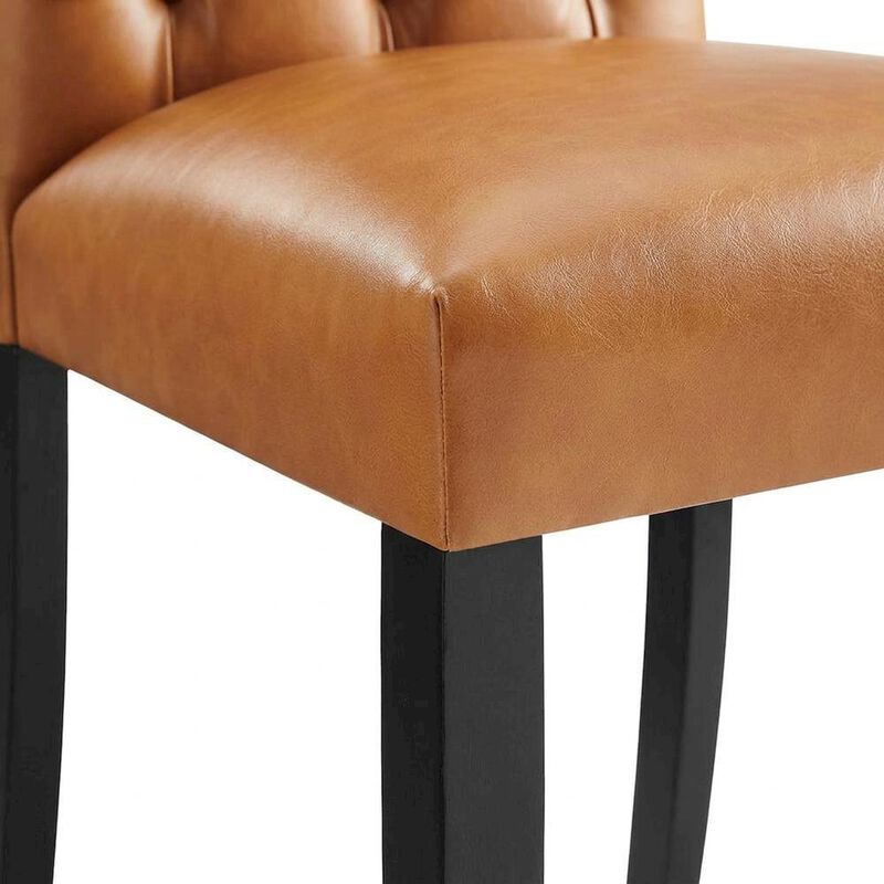 Vinyl-Upholstered Dining Chairs for Kitchen and Dining Room, Tan, Set of 2 image number 7