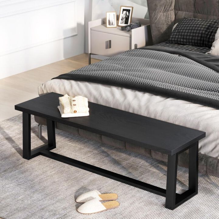 Hivvago Wood Dining Bench with Metal Frame and Adjustable Footpads